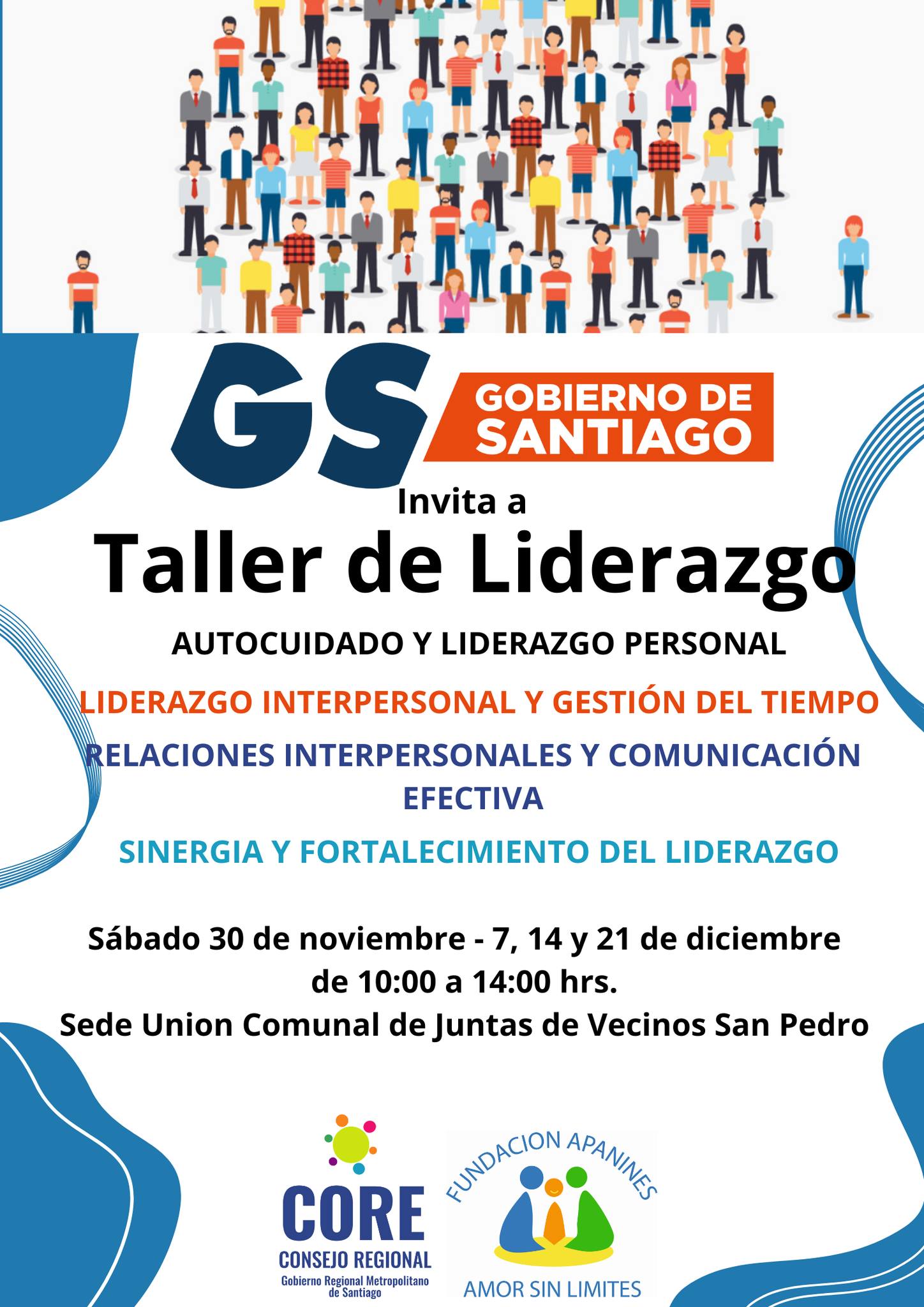 Fundación Apanines invita al “Taller de Liderazgo” para dirigentes sociales: instancia se efectuará en San Pedro