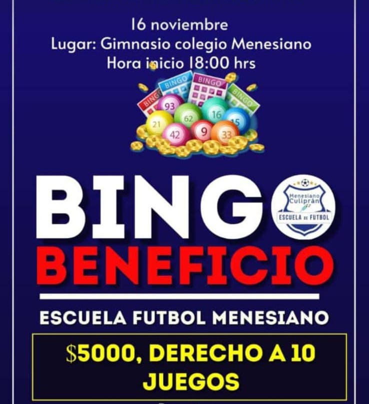 Reiteran invitación a participar en bingo a beneficio de escuela de fútbol del Colegio Menesiano