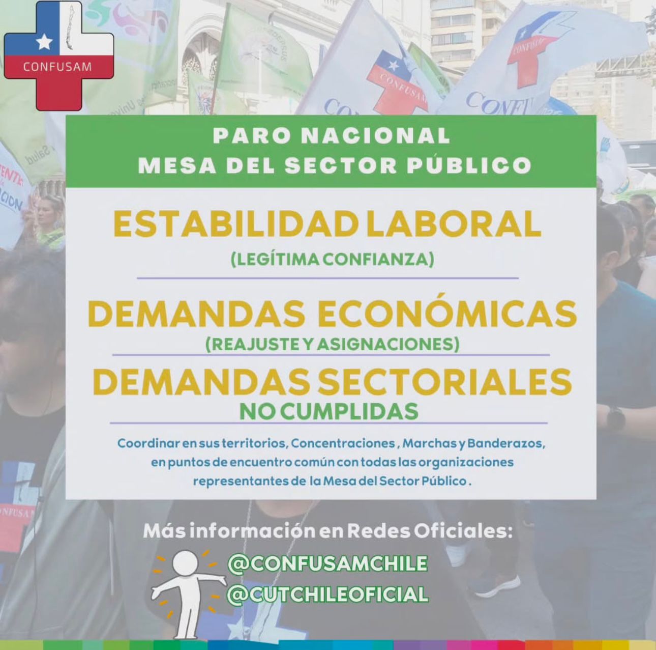 Funcionarios de la salud se adhieren a movilización convocada por la CUT para este jueves