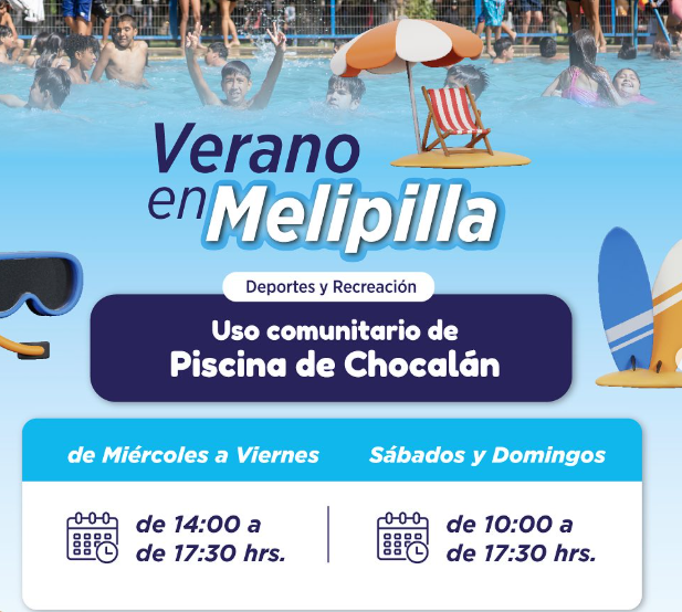 Oficina Comunal de Deportes informa sobre escuelas de verano y actividades en la piscina Chocalán