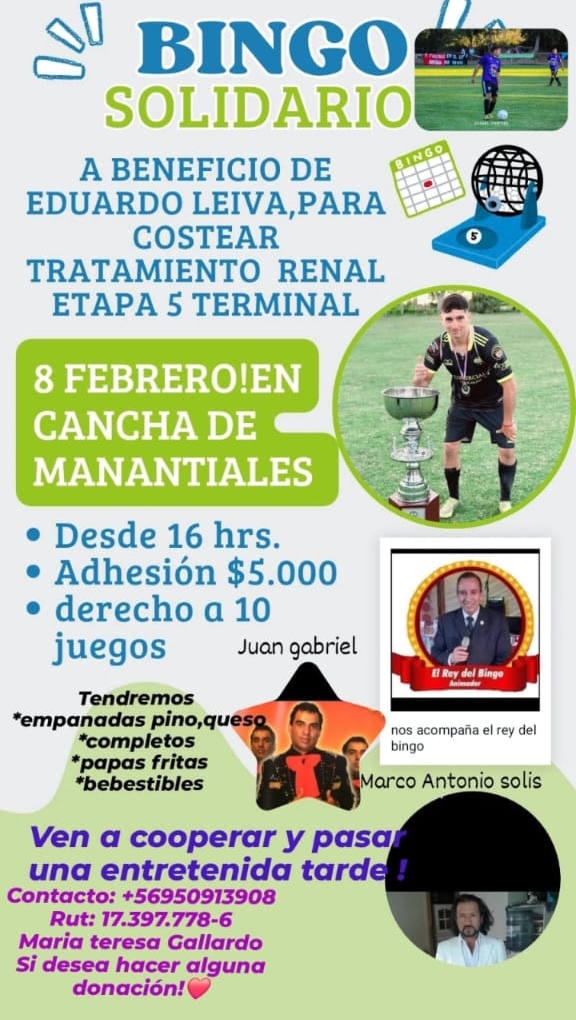 En Manantiales realizaran bingo a beneficio este sábado