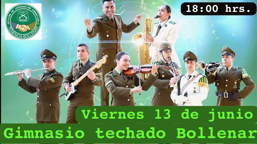 Banda Instrumental de la Escuela de Carabineros se presenta en Bollenar