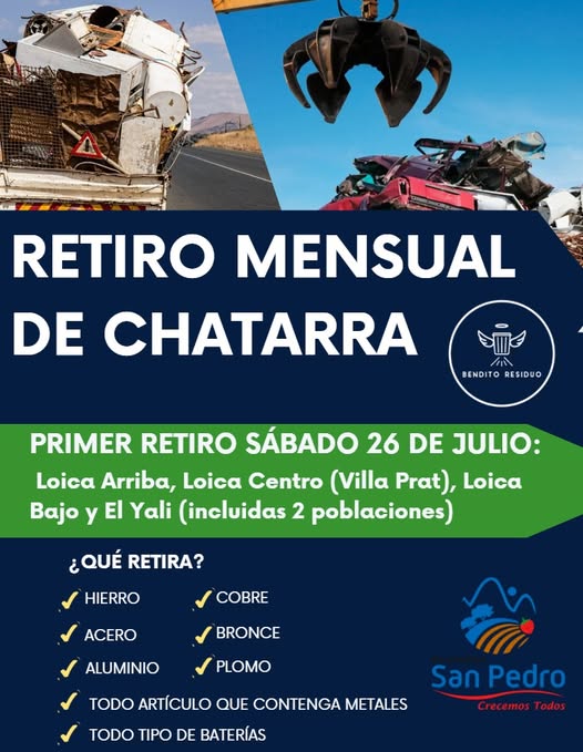 Esta mañana volvió el retiro de chatarra a la comuna de san Pedro:  vecinos de Loica y El Yali participaron en la jornada de reciclaje