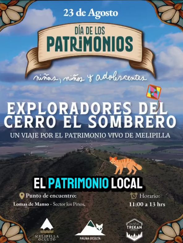 Niños y adolescentes de Melipilla serán protagonistas en ruta patrimonial al cerro El Sombrero