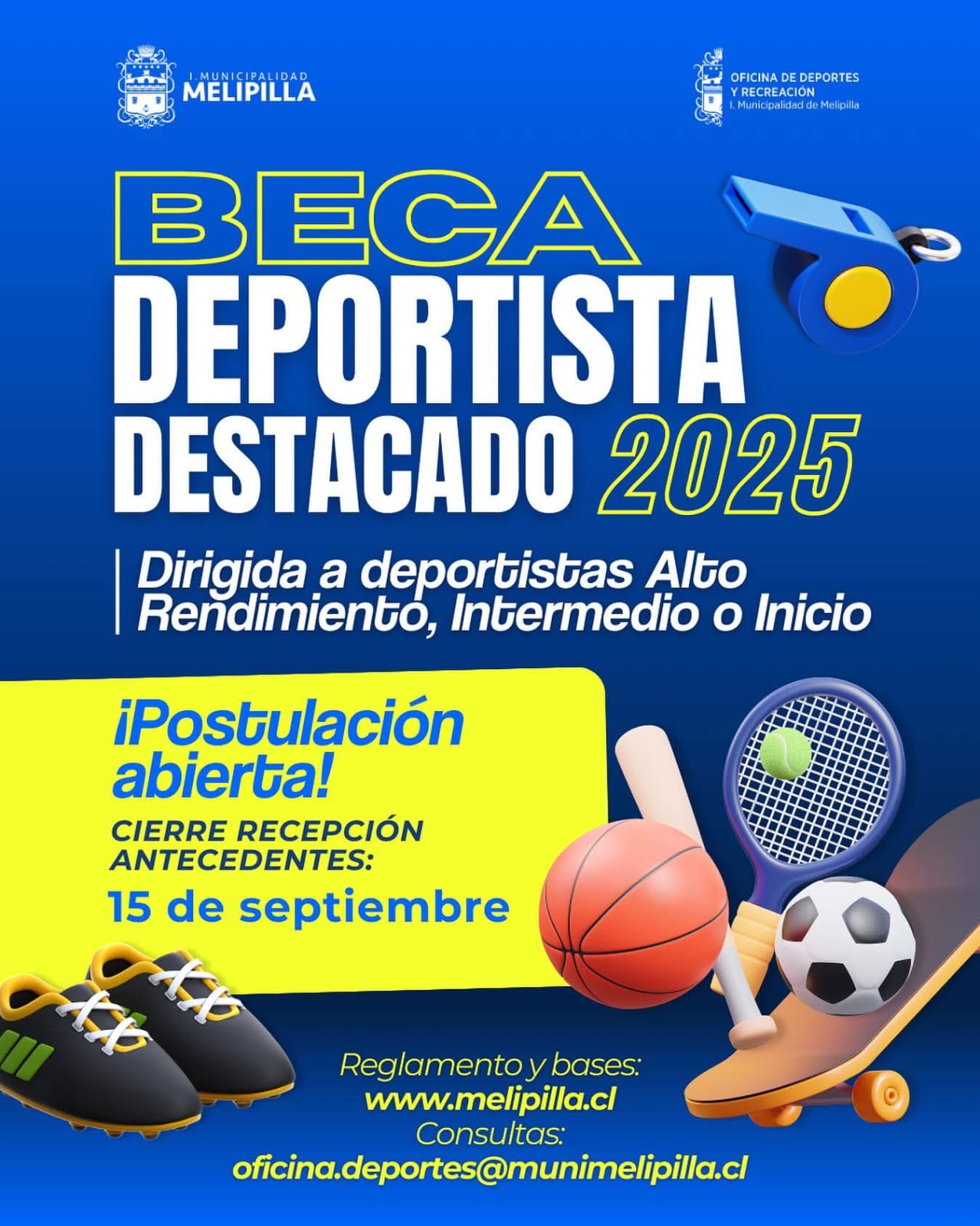 Abren postulaciones para la Beca Deportista Destacado 2025 en Melipilla