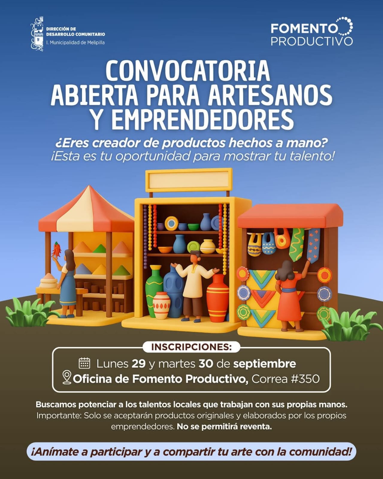 Hoy comenzó convocatoria de catastro para artesanos y emprendedores en la Municipalidad de  Melipilla