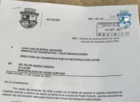 Entregan al Ministerio de Transportes resultados de encuesta ciudadana para un nuevo recorrido del sistema Red en Padre Hurtado