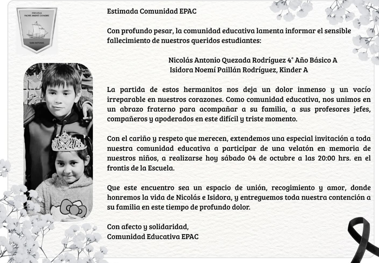 Dolor en San Antonio por los dos menores fallecidos en accidente de tránsito en la Ruta 78