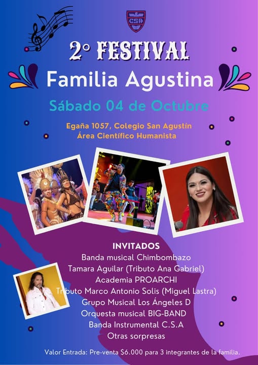 Este sábado se realiza segunda versión del festival de familia agustina