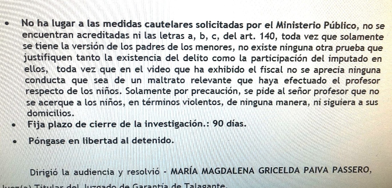 Justicia confirma inocencia de docente acusado de agresión en colegio de Talagante