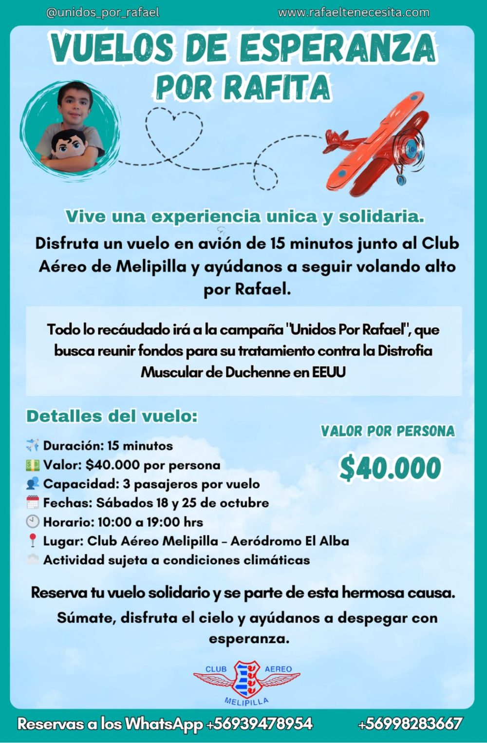 Invitan a vuelos de esperanza por Rafita