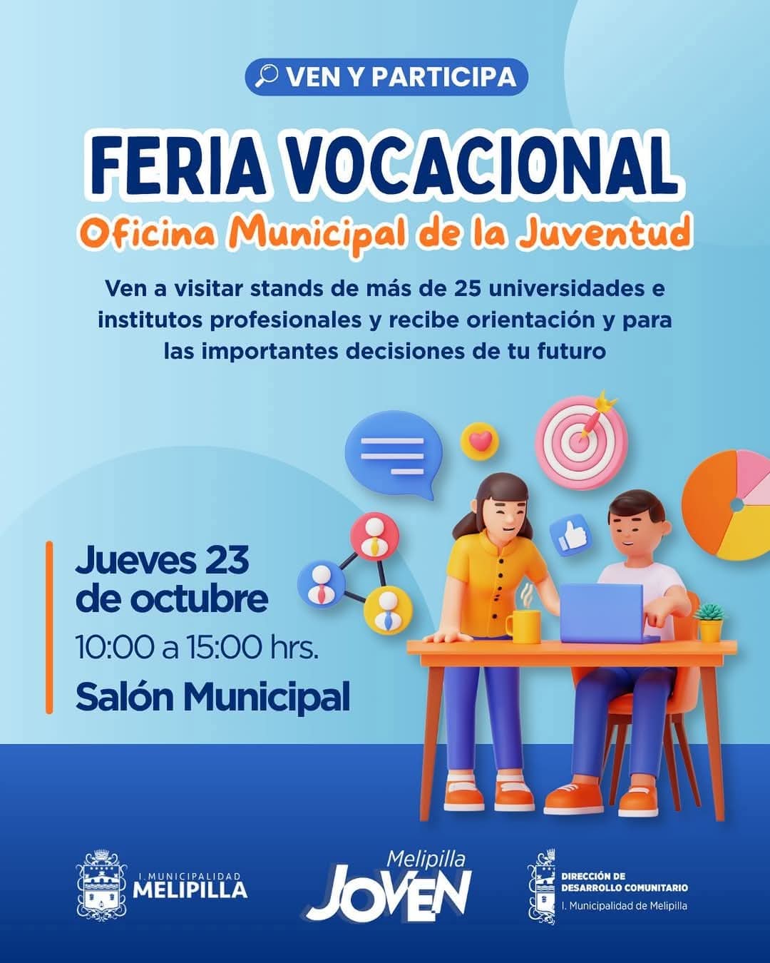 Este jueves se realizará la Feria Vocacional 2025 en Melipilla: más de 25 instituciones participarán en la jornada