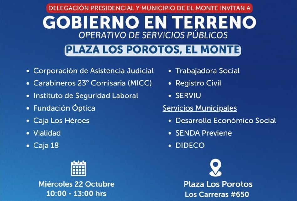Gobierno en Terreno llega a El Monte con servicios públicos para la comunidad