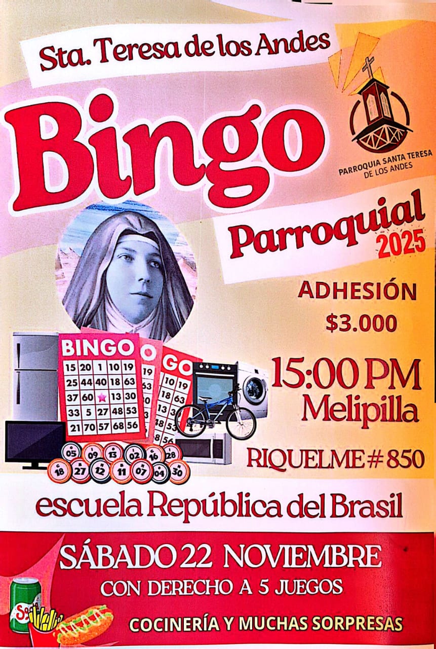 Parroquia Santa Teresa de Los Andes invita a Bingo