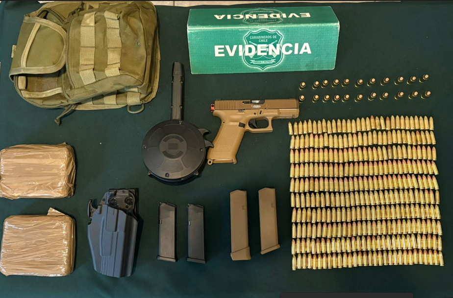 Impactante hallazgo en El Monte: Carabineros incauta pistola Glock y más de 250 municiones tras patrullaje preventivo