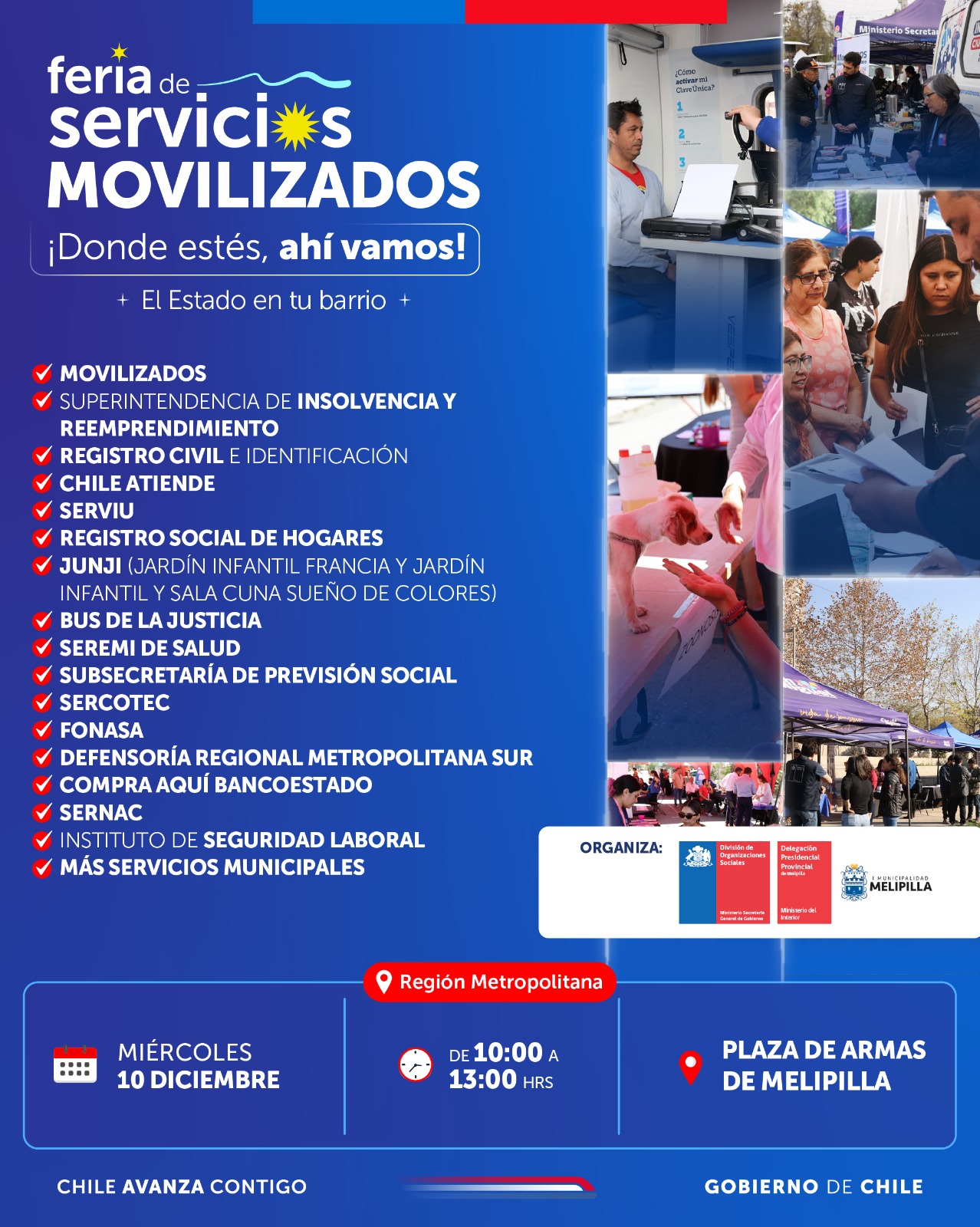 Feria de Servicios “Movilizados” llegará este miércoles a Plaza de Armas de Melipilla
