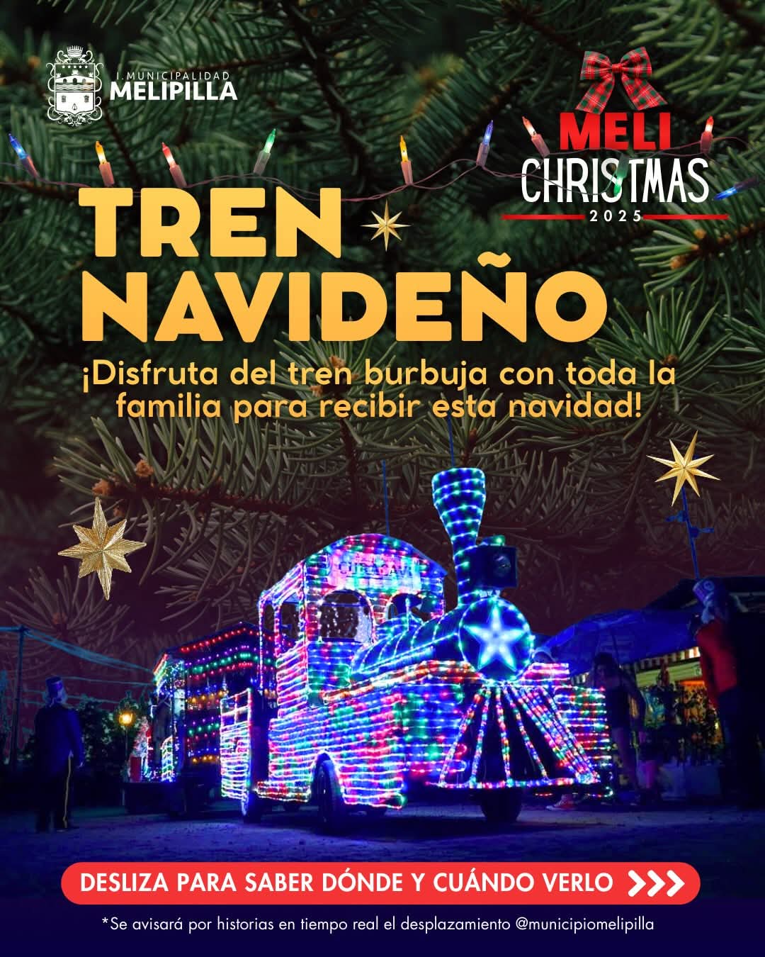 Esta noche comienza recorrido del Tren Navideño por toda la comuna de Melipilla