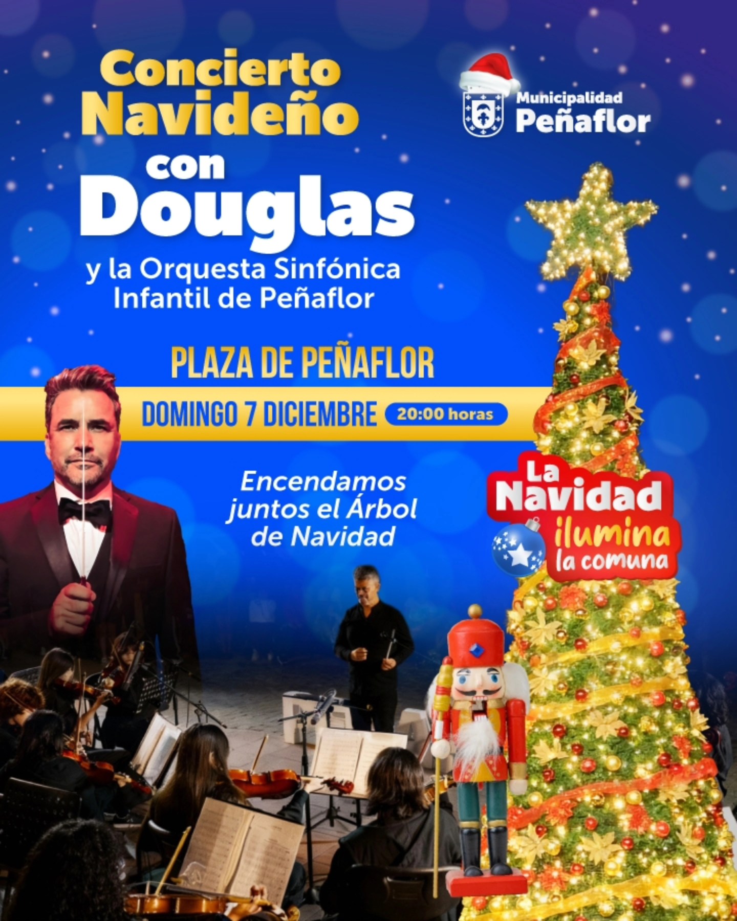 Peñaflor da inicio a la Navidad con dos grandes conciertos y un imponente pino de 20 metros