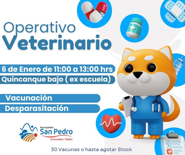 San Pedro realizará operativo veterinario en Quincanque Bajo